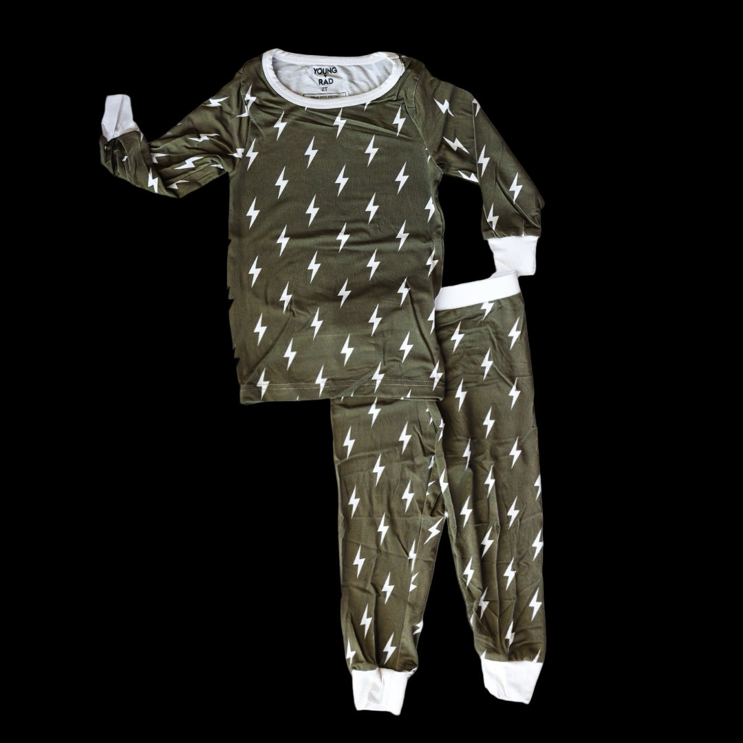 Olive Bolt 2-Piece Bamboo Jammies