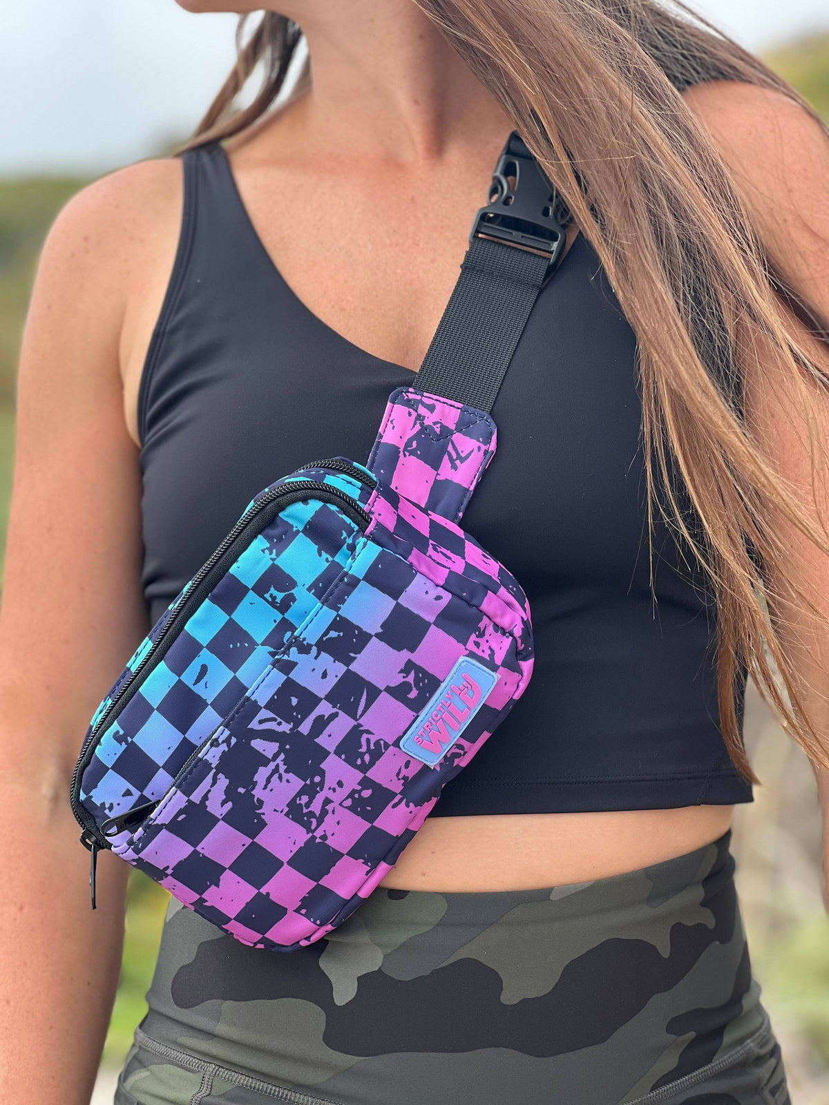 Rainbow Checker Cross Body
