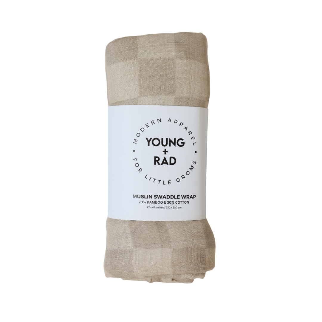 NEUTRAL CHECKERED MUSLIN WRAP