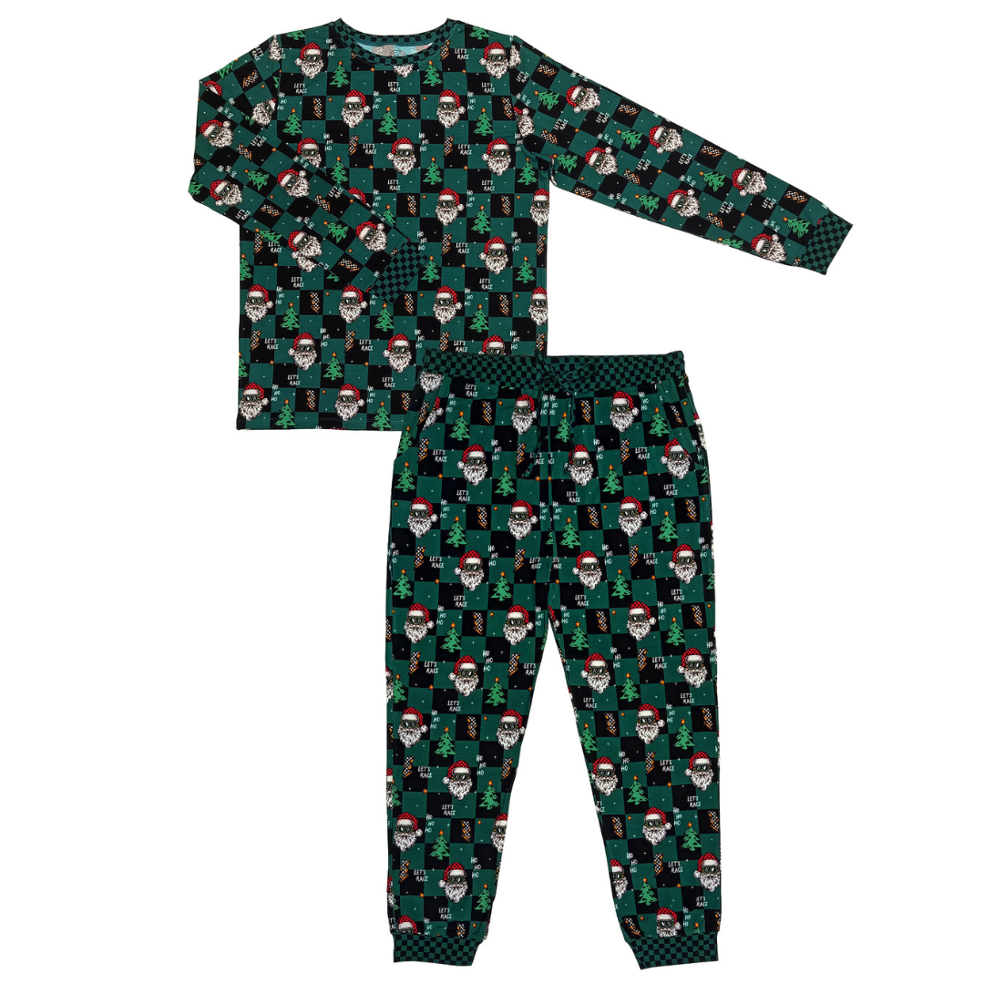 Let's Race Santa Unisex Adult Pajamas *PREORDER - SHIPPING OUT BETWEEN NOV 24 - DEC 6*