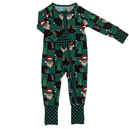 Let's Race Santa Zip Up Pajamas *PREORDER - SHIPPING OUT BETWEEN NOV 10-17*