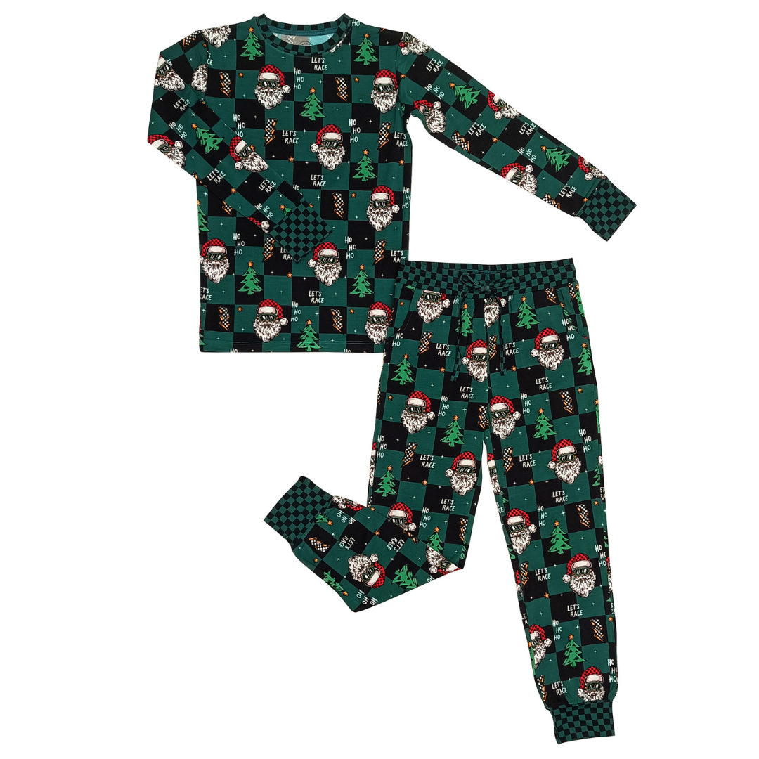 Let's Race Santa Toddler & Youth Pajamas *PREORDER - SHIPPING OUT BETWEEN NOV 24 - DEC 6*