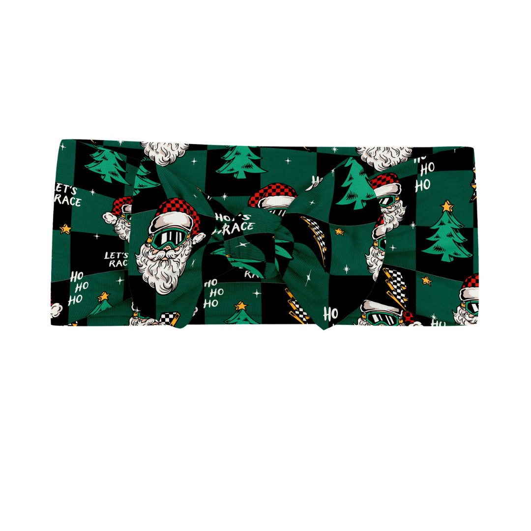 Let's Race Santa Bow *PREORDER - SHIPPING OUT BETWEEN NOV 24 - DEC 6**