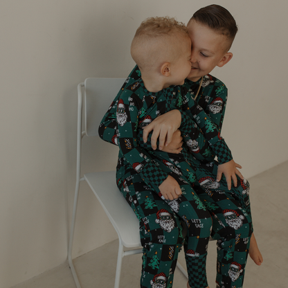 Let's Race Santa Zip Up Pajamas *PREORDER - SHIPPING OUT BETWEEN NOV 10-17*