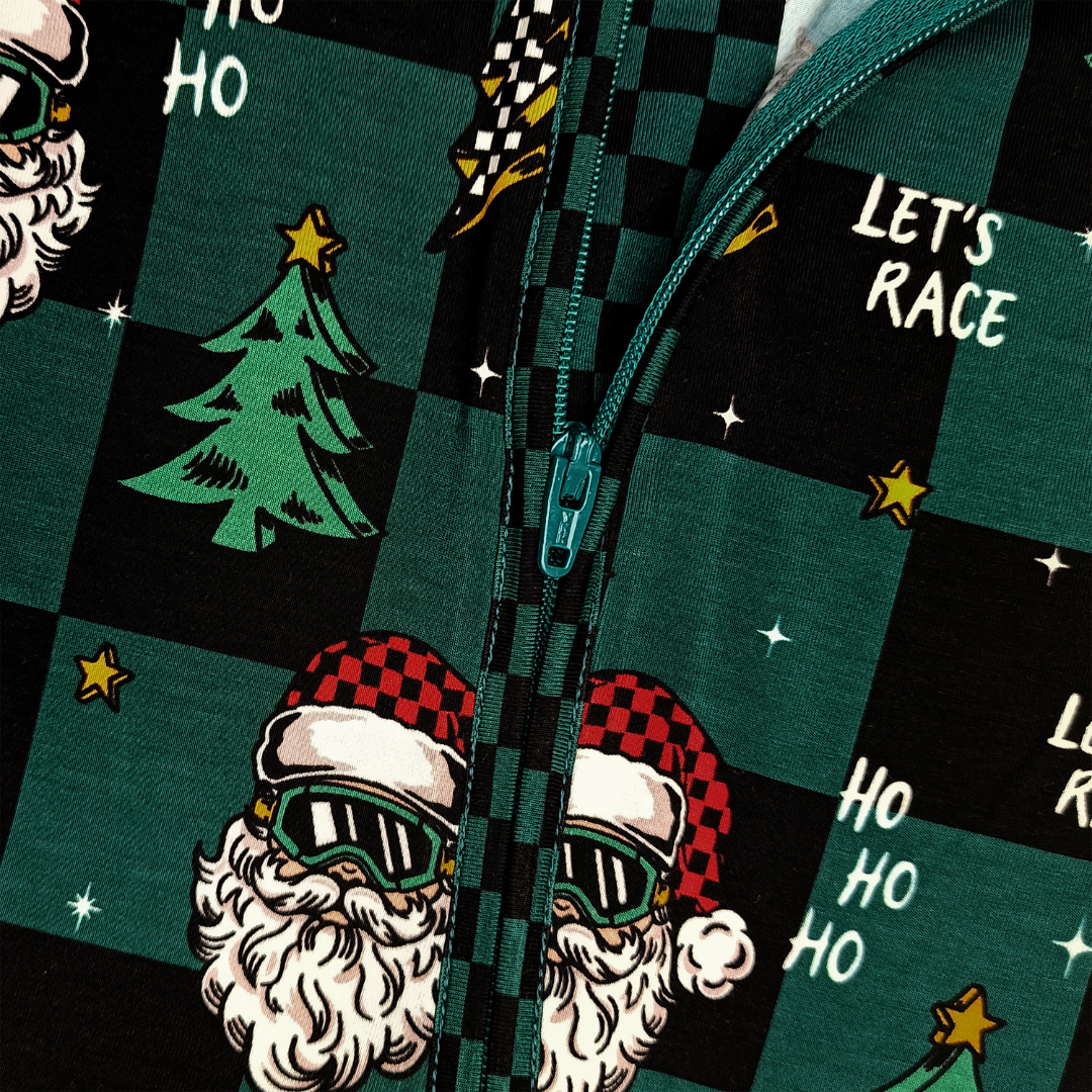 Let's Race Santa Zip Up Pajamas *PREORDER - SHIPPING OUT BETWEEN NOV 10-17*