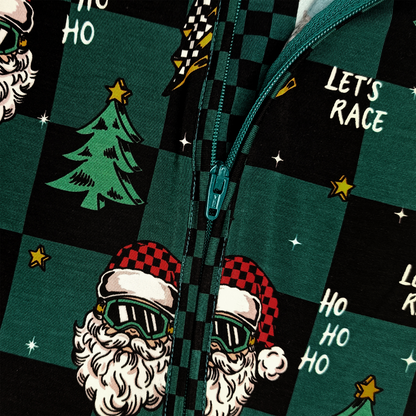 Let's Race Santa Zip Up Pajamas *PREORDER - SHIPPING OUT BETWEEN NOV 10-17*