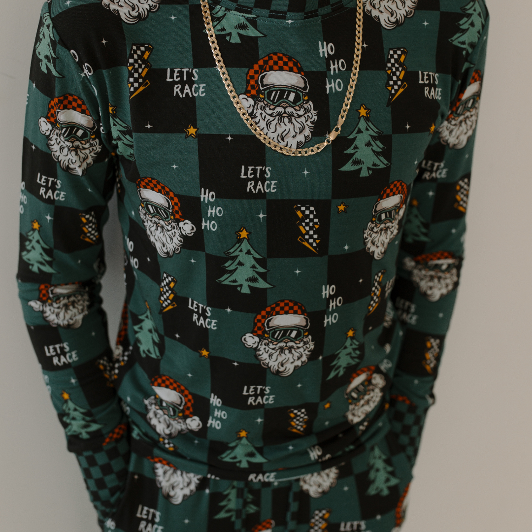 Let's Race Santa Toddler & Youth Pajamas *PREORDER - SHIPPING OUT BETWEEN NOV 24 - DEC 6*