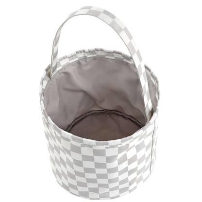 Neutral Checker Fabric Basket