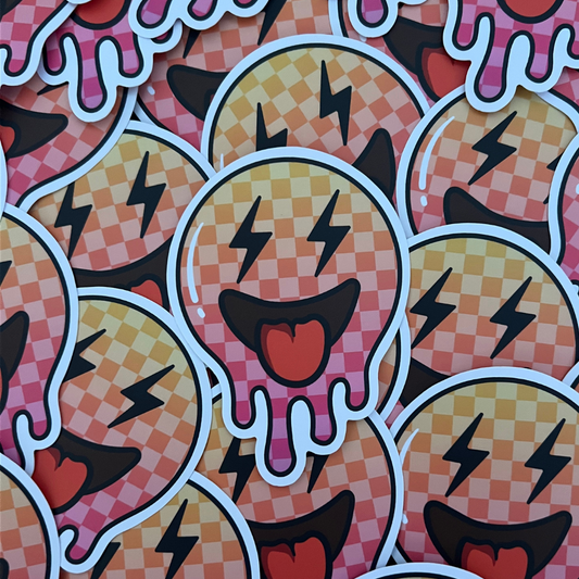Smiley Checkered Face Sticker