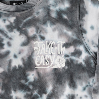 TAKE IT EASY TIE-DYE CREWNECK // CHARCOAL