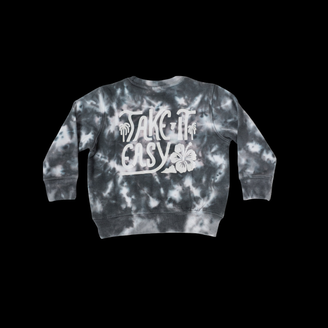 TAKE IT EASY TIE-DYE CREWNECK // CHARCOAL
