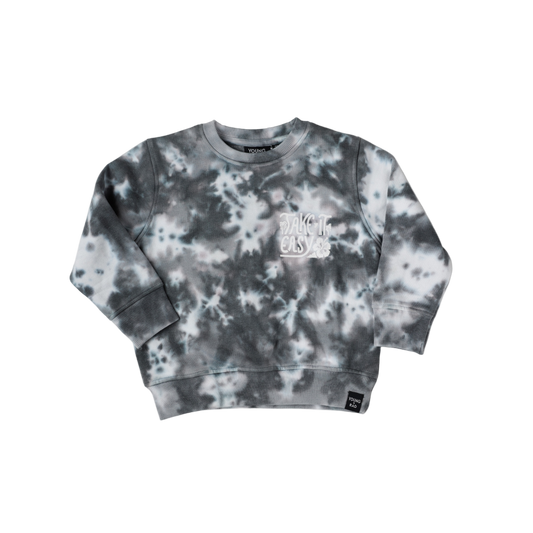 TAKE IT EASY TIE-DYE CREWNECK // CHARCOAL