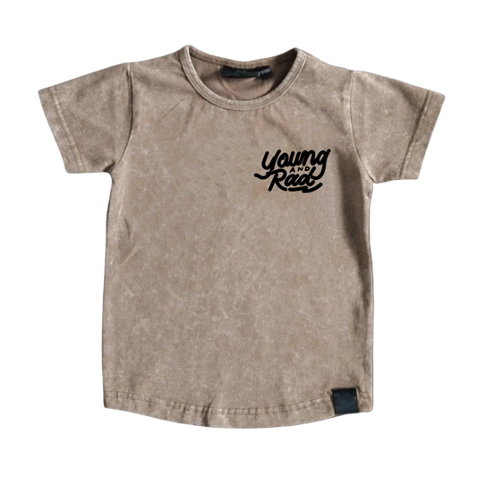 TAUPE FULL THROTTLE ACID WASH TEE